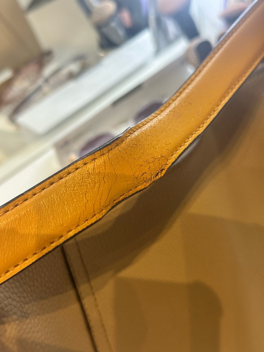 2x$80- Michael Kors Taupe Leather Shoulder Bag with yellow and Gold Accents - Picture 11 of 13